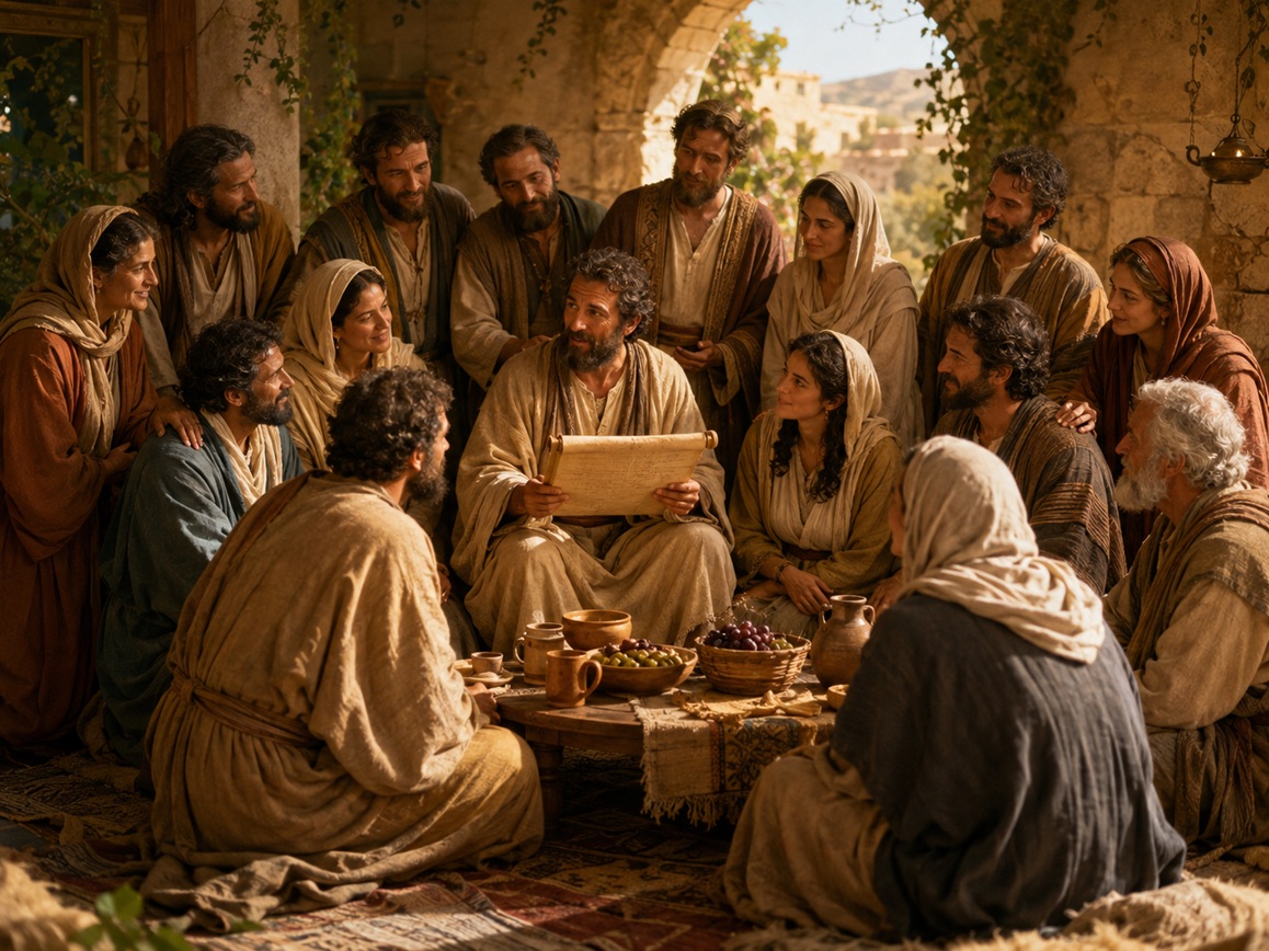 Believers gathered together in prayer